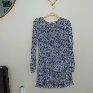 blue and white dress